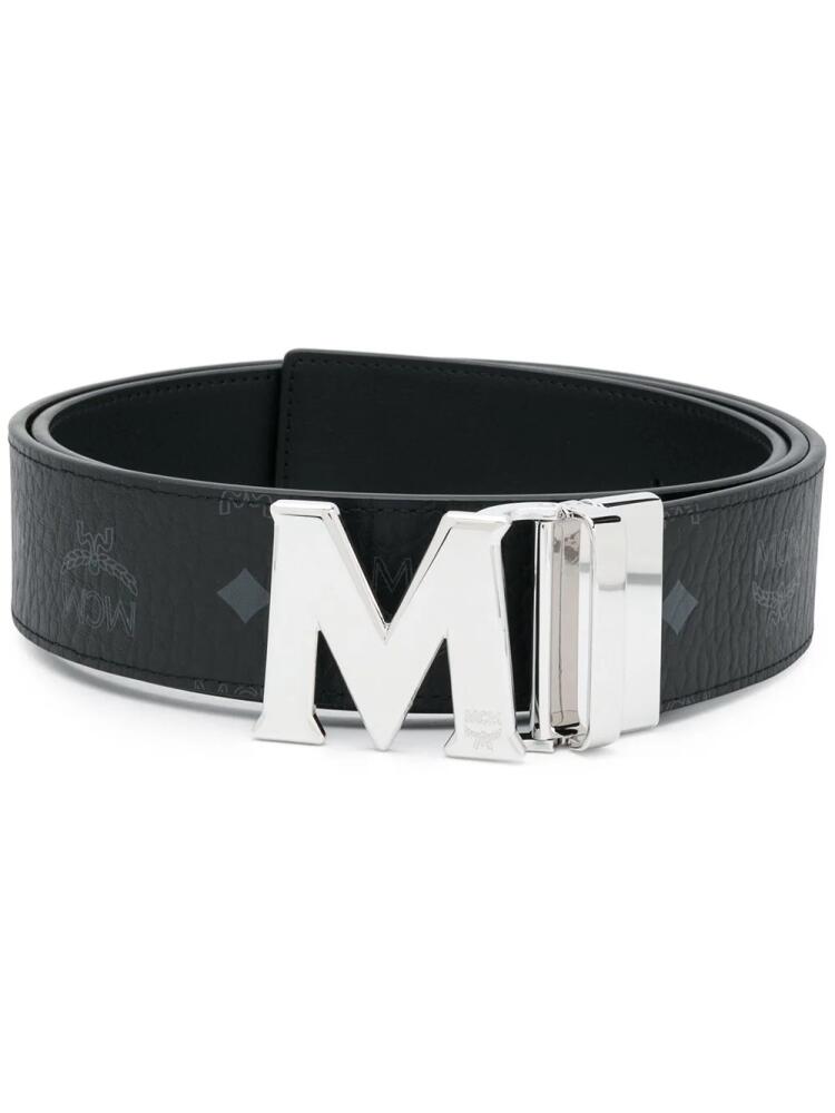 MCM logo-print branded-buckle belt - Black Cover