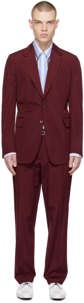 Dries Van Noten Burgundy Two-Button Suit Cover