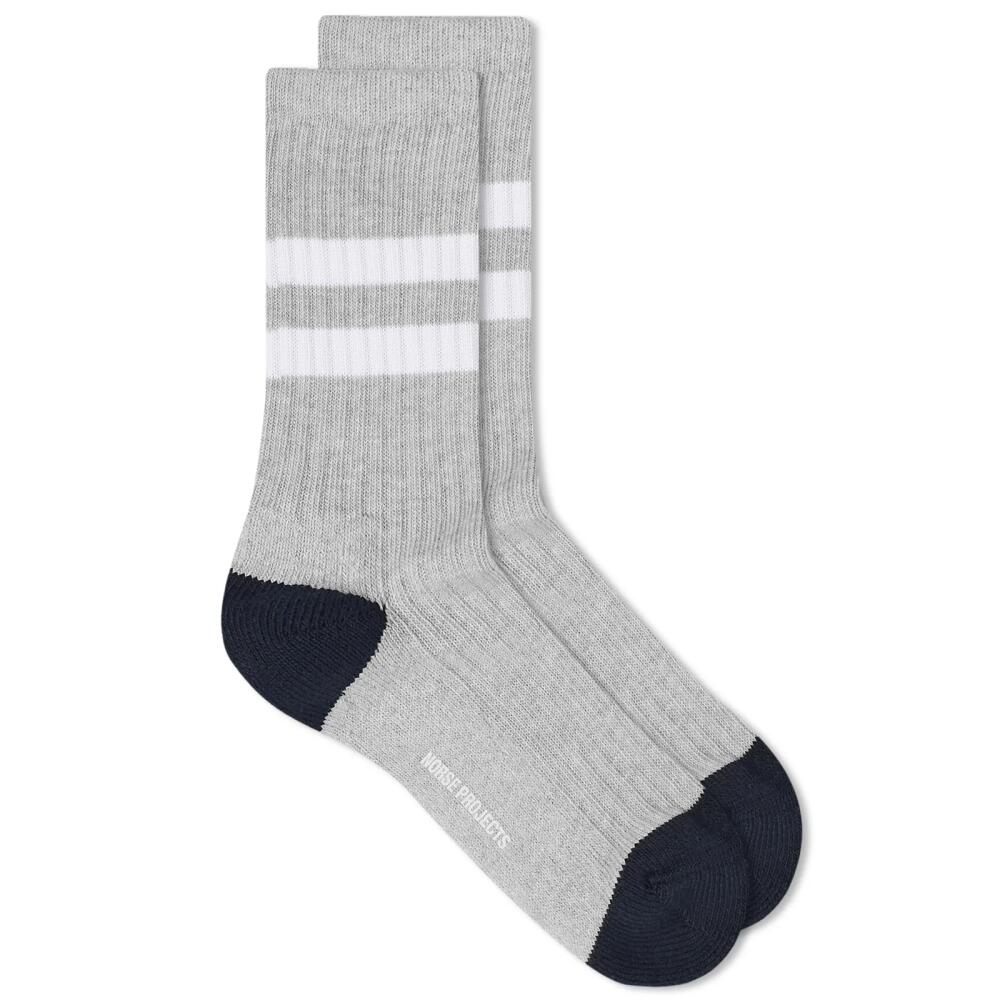 Norse Projects Men's Bjarki Cotton Sport Sock in Light Grey Melange Cover