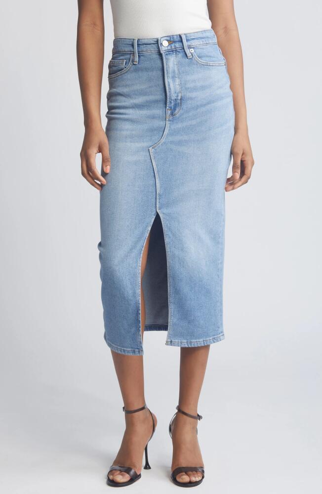 Good American Slit Front Denim Midi Skirt in Blue598 Cover