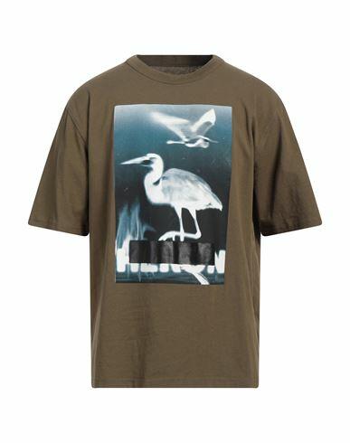 Heron Preston Man T-shirt Military green Cotton Cover