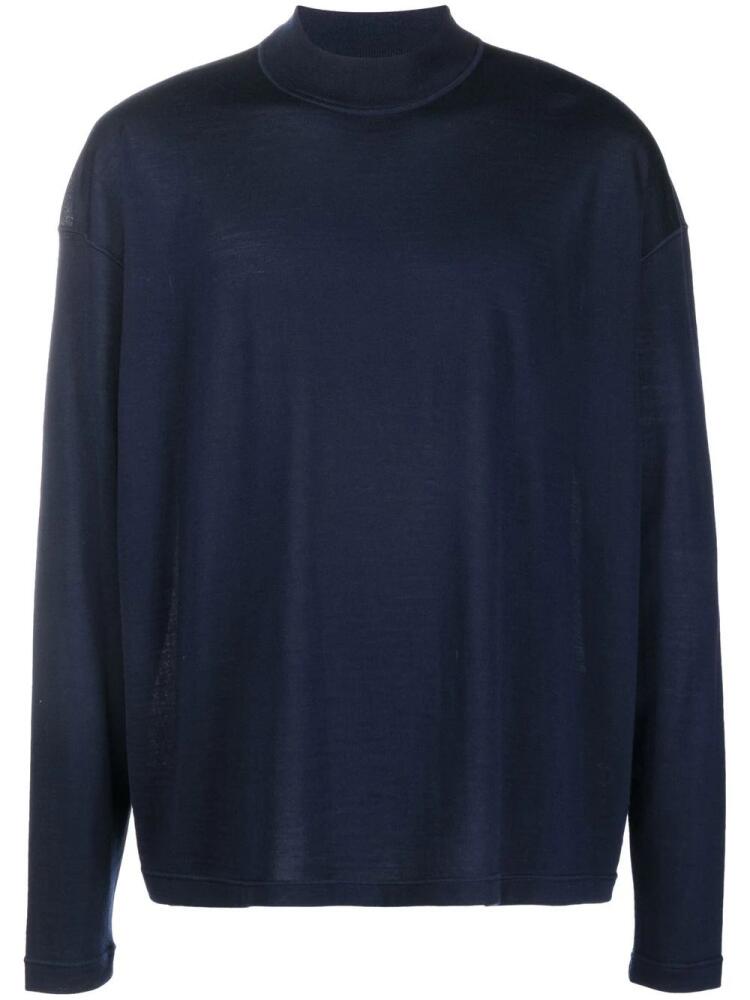 Jil Sander fine-knit mock-neck jumper - Blue Cover