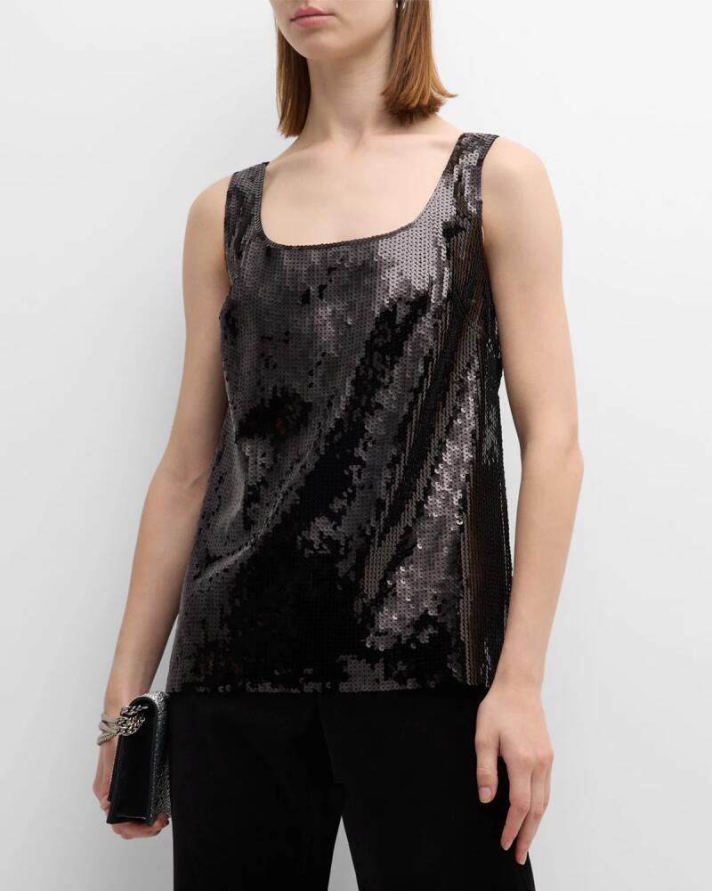 Kobi Halperin Gillian Sleeveless Scoop-Neck Sequin Blouse Cover