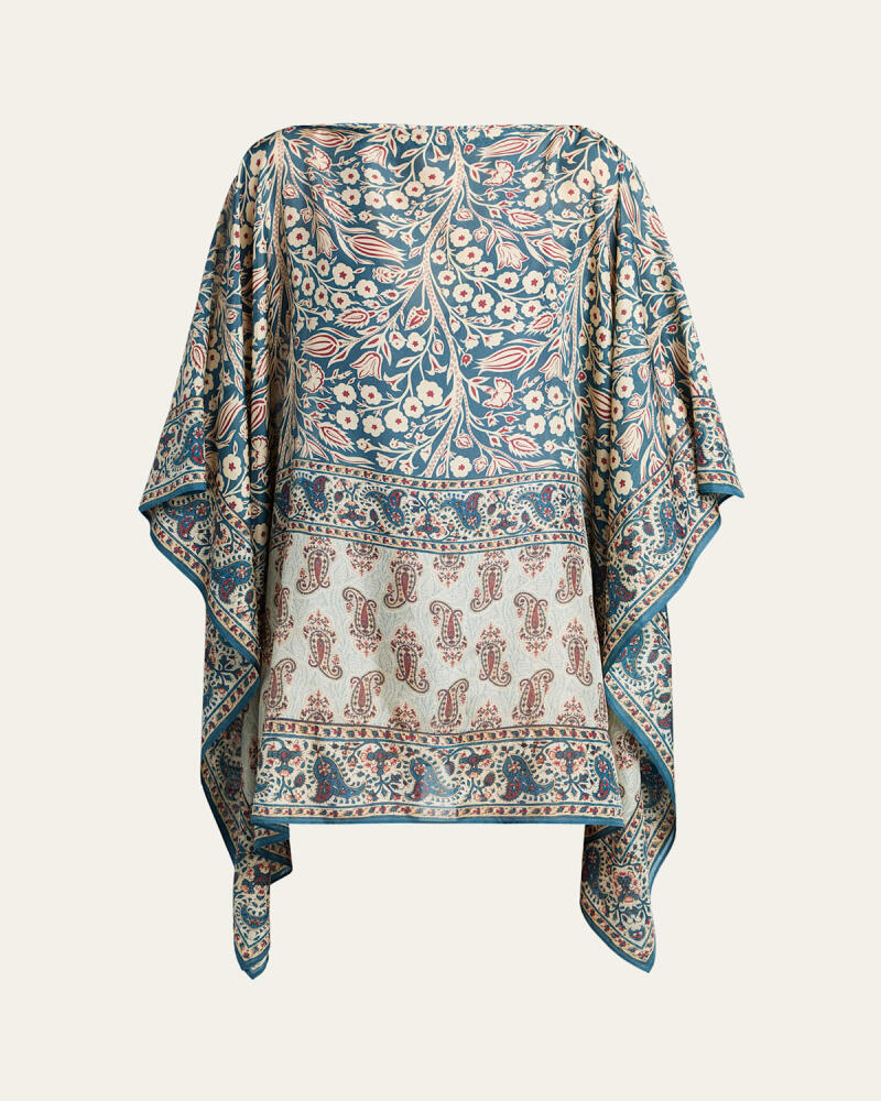 Loro Piana Tree of Life Habutai Silk Poncho Cover