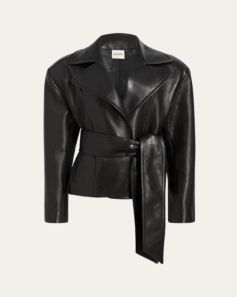 Khaite Dolores Belted Leather Jacket Cover