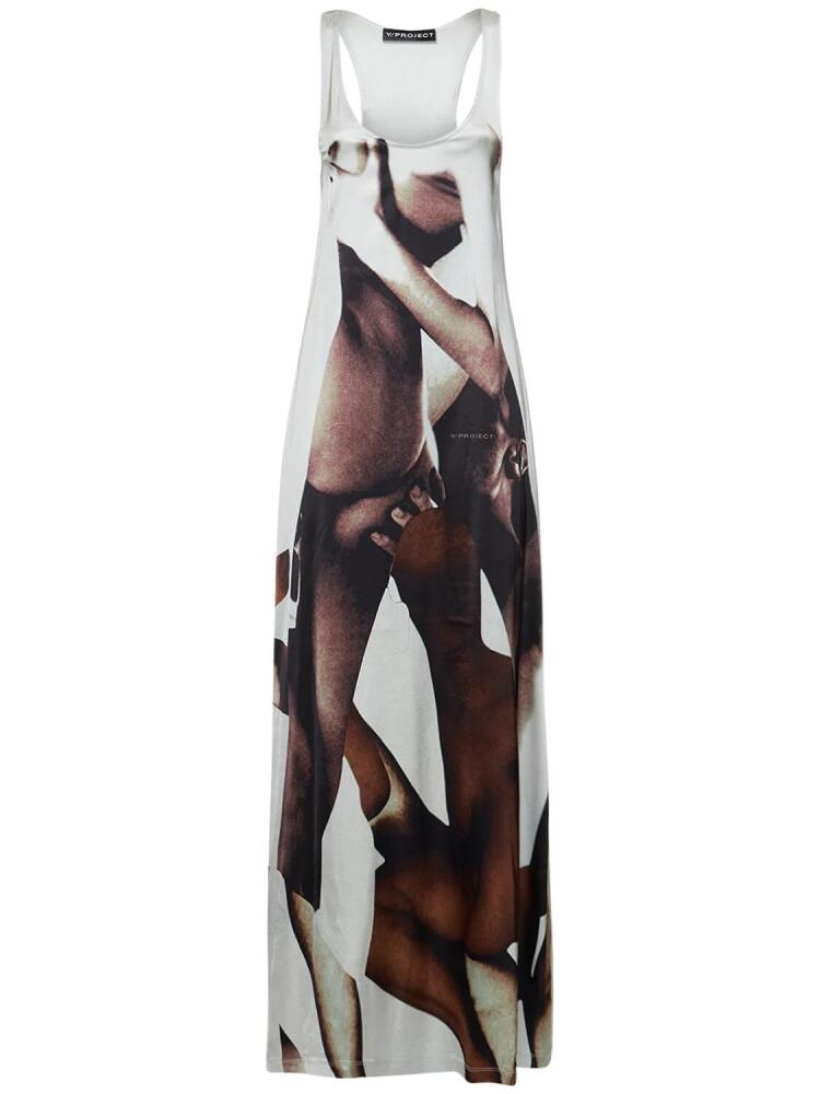 Y/PROJECT Sleeveless Printed Jersey Long Dress Cover