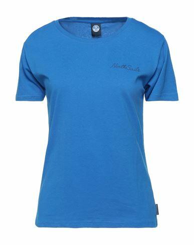 North Sails Woman T-shirt Bright blue Cotton Cover