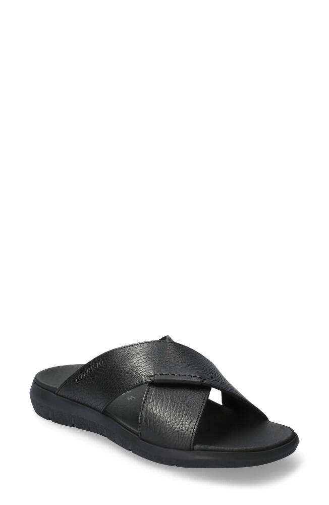 Mephisto Conrad Slide Sandal in Black Leather Cover