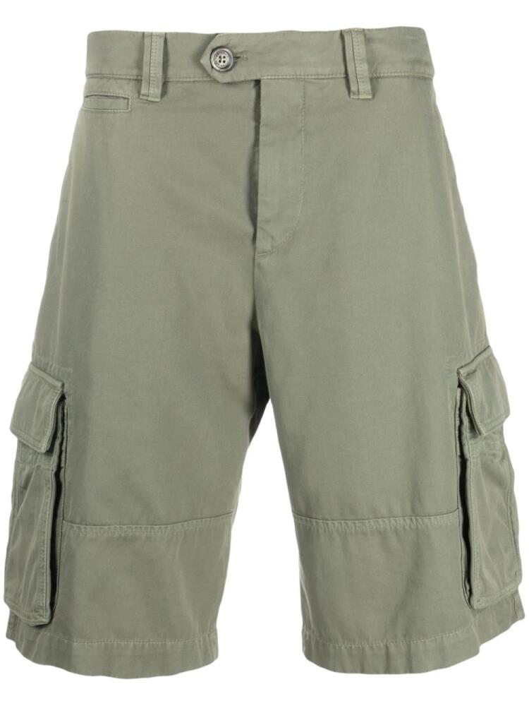 Brunello Cucinelli panelled cotton cargo shorts - Green Cover