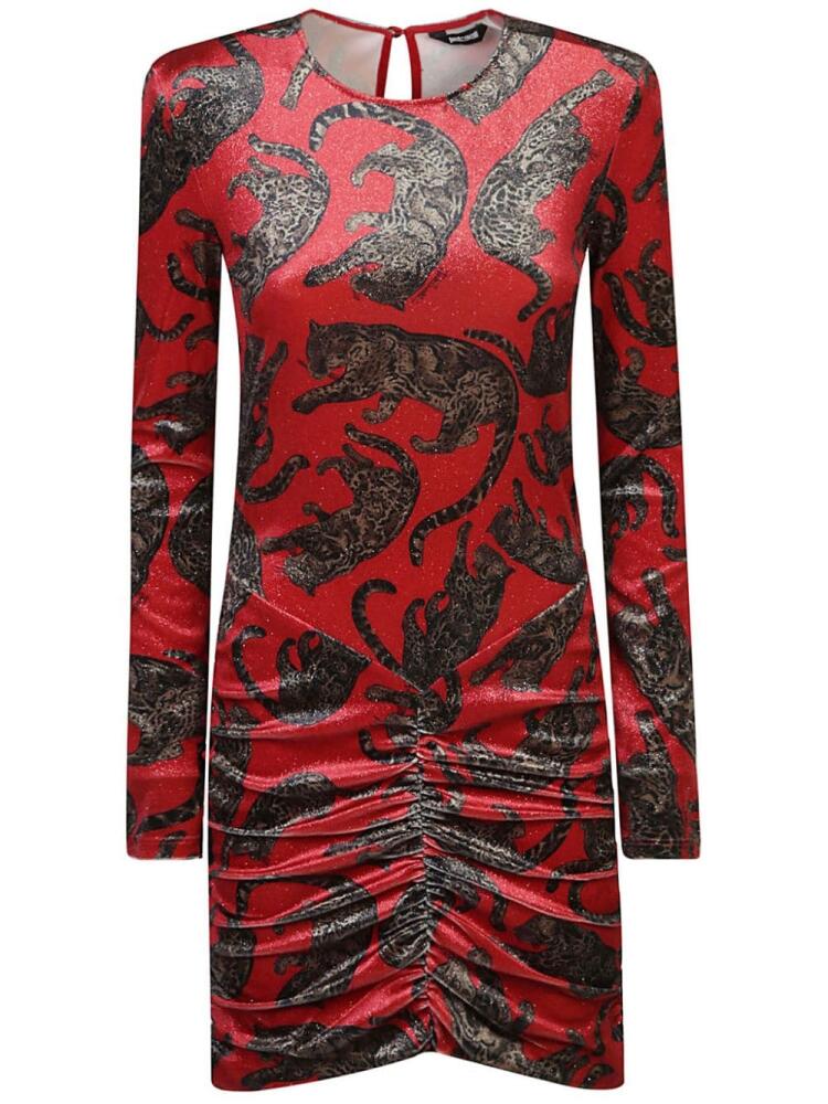 Just Cavalli tiger-print velvet dress - Red Cover