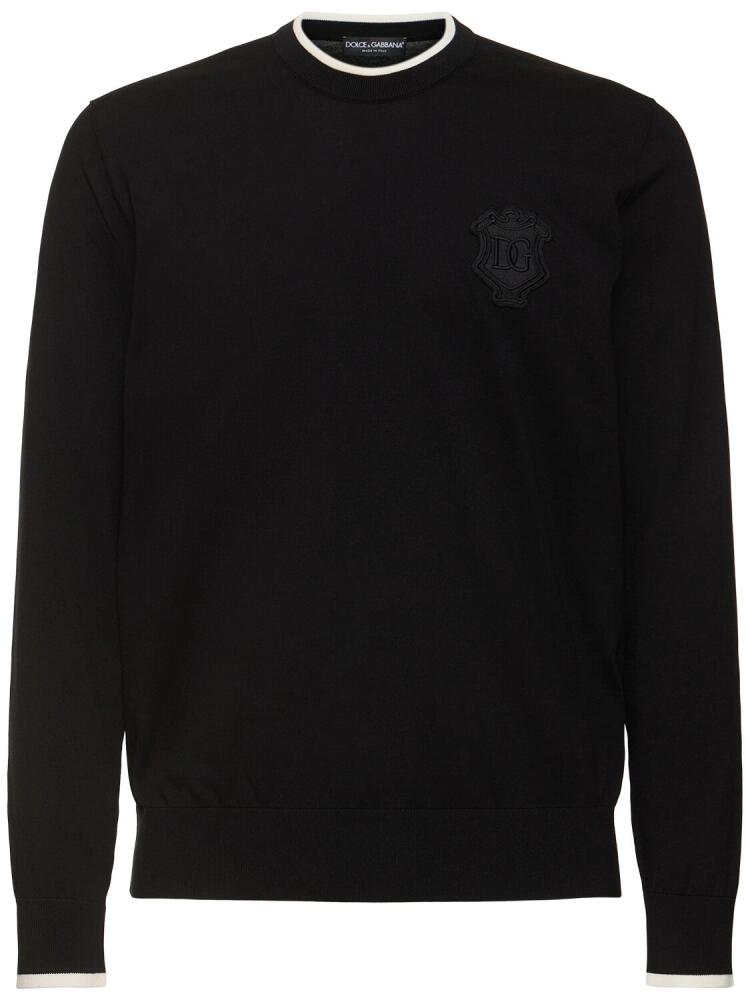 DOLCE & GABBANA Jacquard Logo Cotton Crewneck Sweater Cover