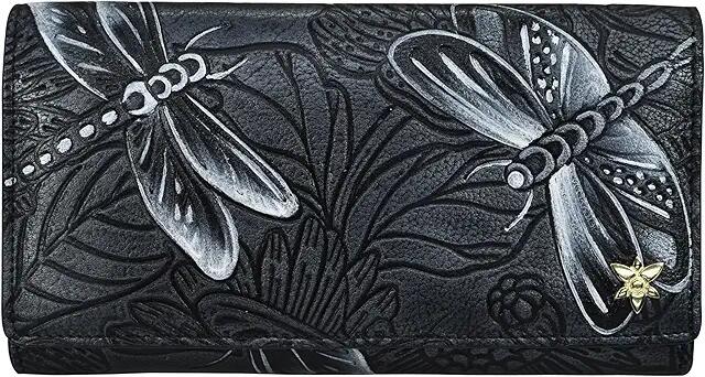 Anuschka 1150 Triple Fold Rfid Clutch Wallet (Tooled Dragonfly Meadow Pewter) Bags Cover