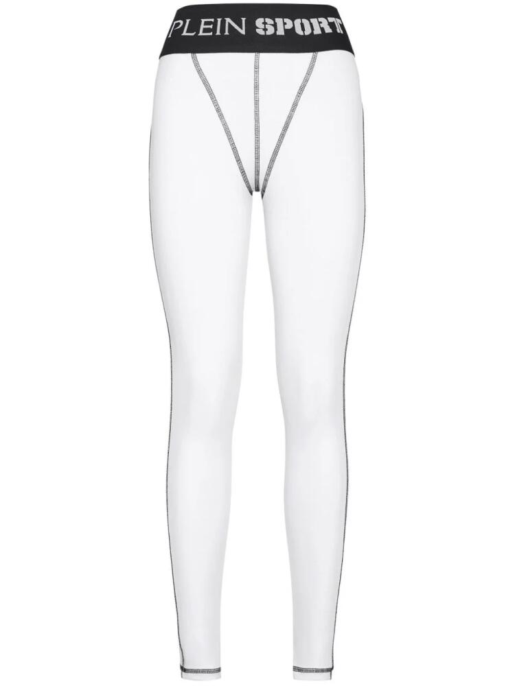 Plein Sport logo-waistband high-waist leggings - White Cover