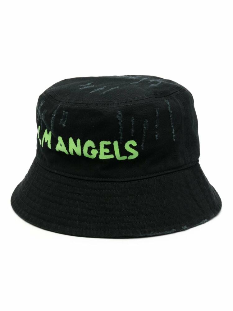 Palm Angels logo-print cotton bucket hat - Black Cover