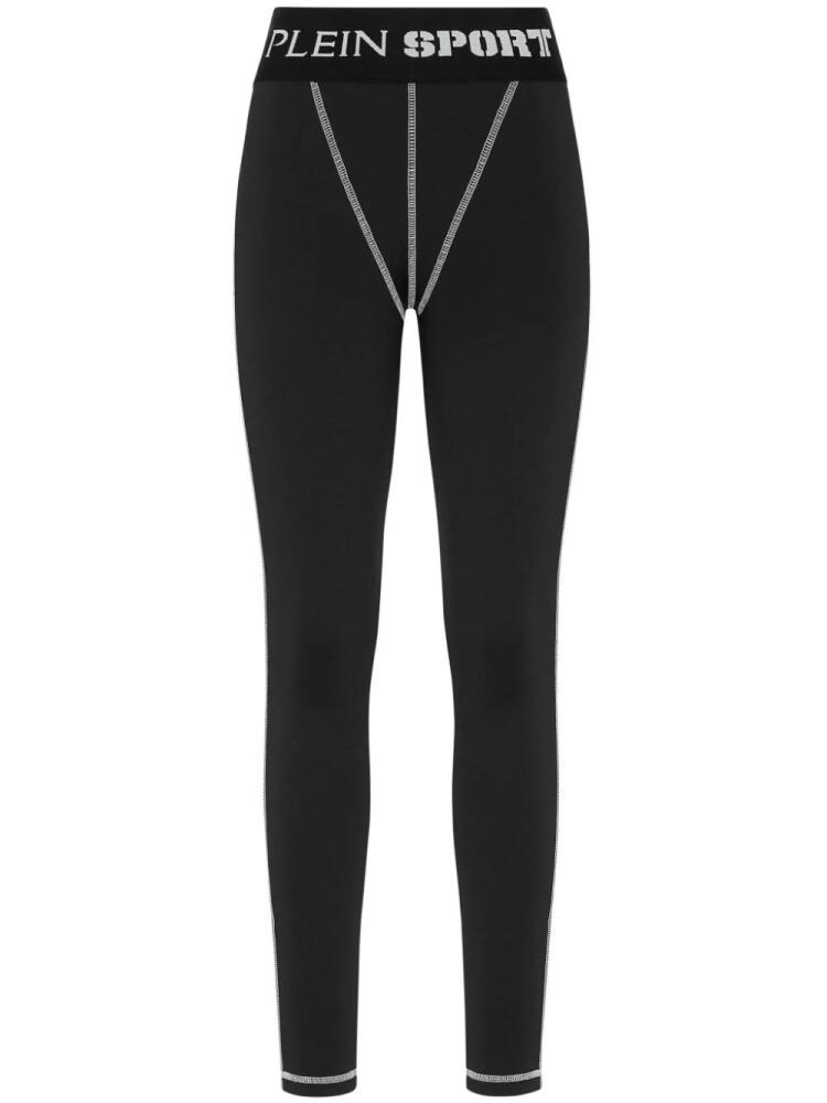 Plein Sport logo-waistband performance leggings - Black Cover