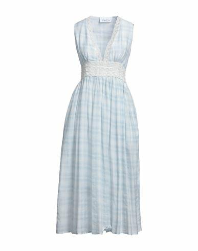 Virna Drò Woman Midi dress Sky blue Cotton, Silk Cover