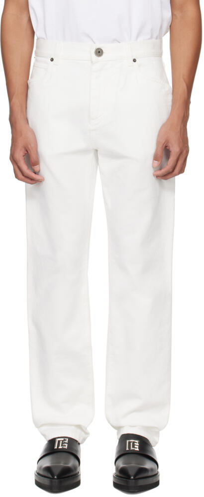 Balmain White Straight-Leg Jeans Cover