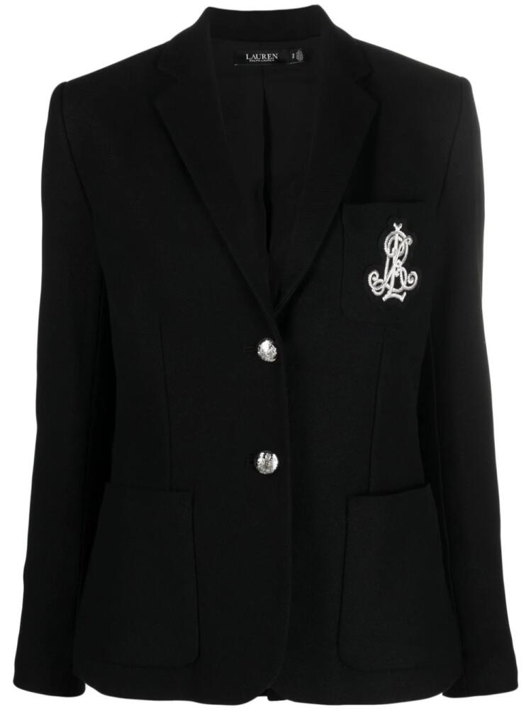 Lauren Ralph Lauren embroidered-logo single-breasted blazer - Black Cover