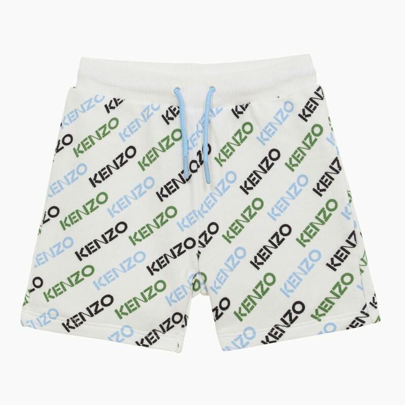 KENZO Ivory cotton shorts with logo Cover