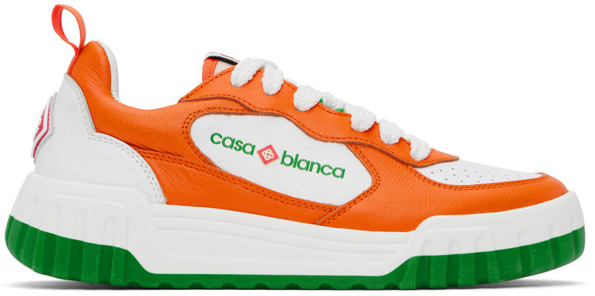 Casablanca White & Orange Court Sneakers Cover