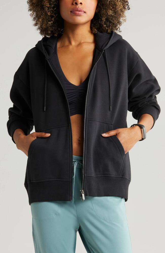 Zella Cloud Fleece Zip Hoodie in Black Cover