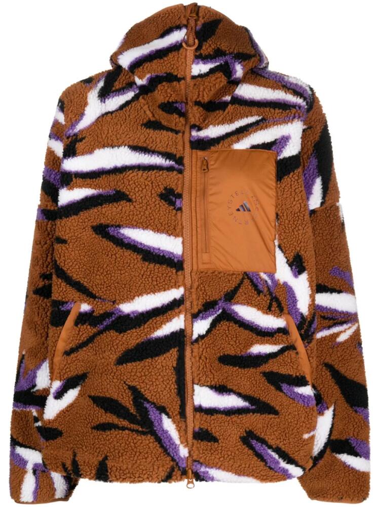 adidas by Stella McCartney leaf-print zip-up fleece jacket - Brown Cover