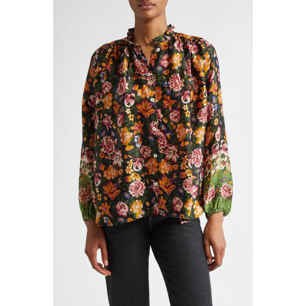 MILLE Francesca High Neck Cotton Blouse in Secret Garden Cover