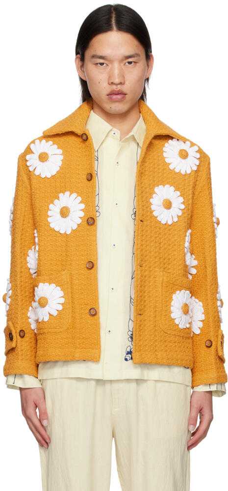 HARAGO Yellow Daisy Appliqué Jacket Cover