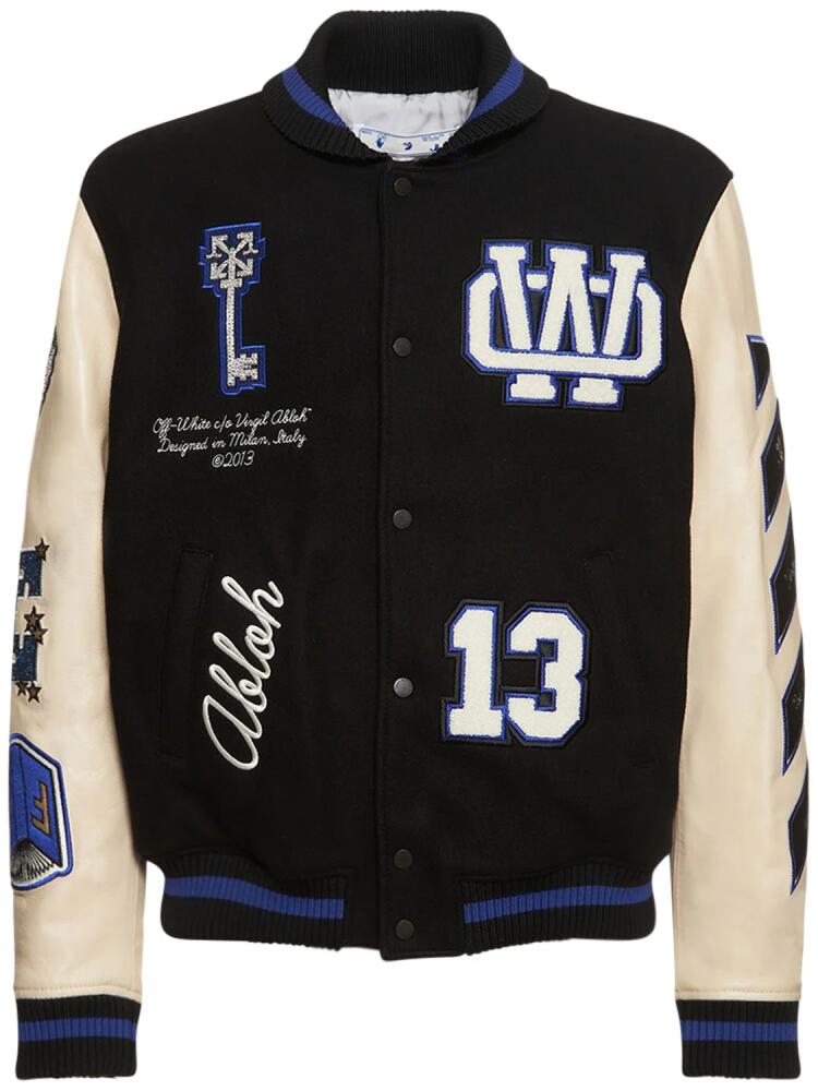 OFF-WHITE Embroidered Leather Varsity Jacket Cover