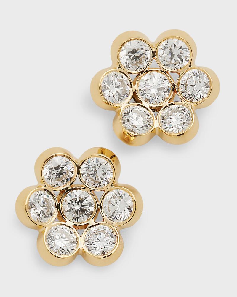 Bayco 18k Yellow Gold Diamond Floral Stud Earrings Cover