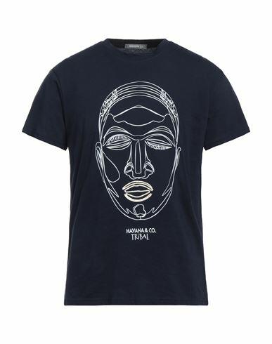 Havana & Co. Man T-shirt Midnight blue Cotton Cover