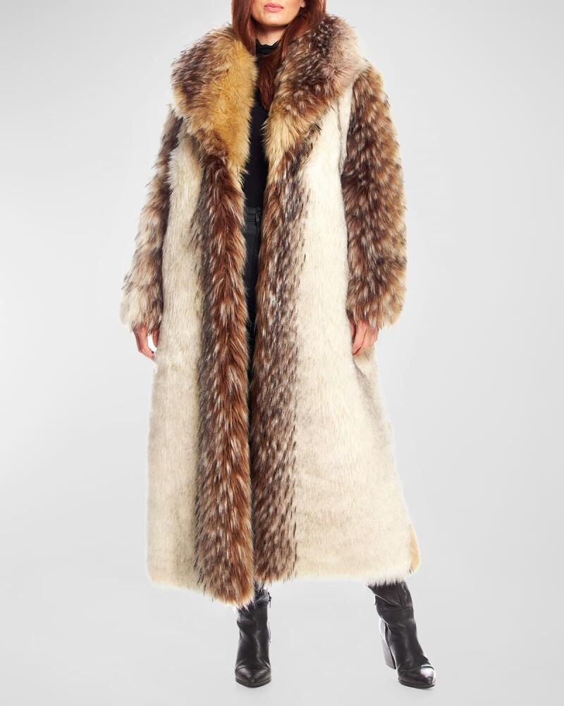 Fabulous Furs Faux-Fur Shawl-Collar Full-Length Coat Cover