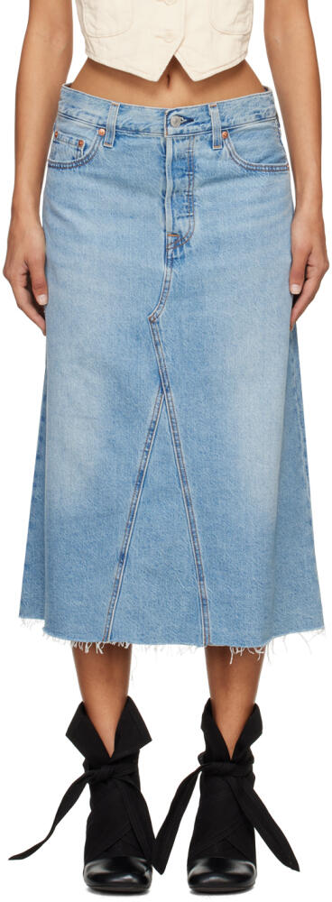 Levi's Blue High Rise A-Line Denim Midi Skirt Cover