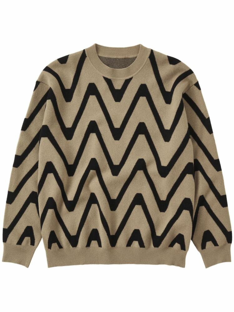 Closed chevron-print ribbed-knit jumper - Neutrals Cover