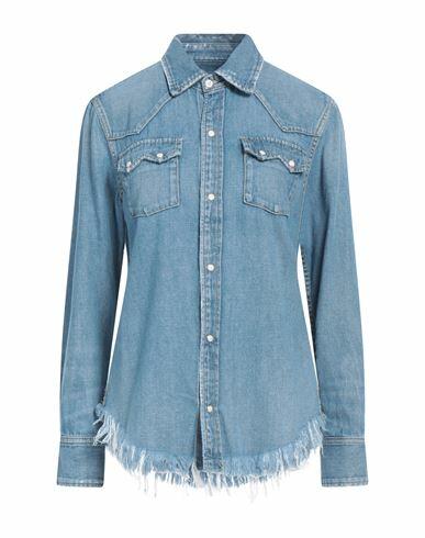 Re/done Woman Denim shirt Blue Cotton Cover