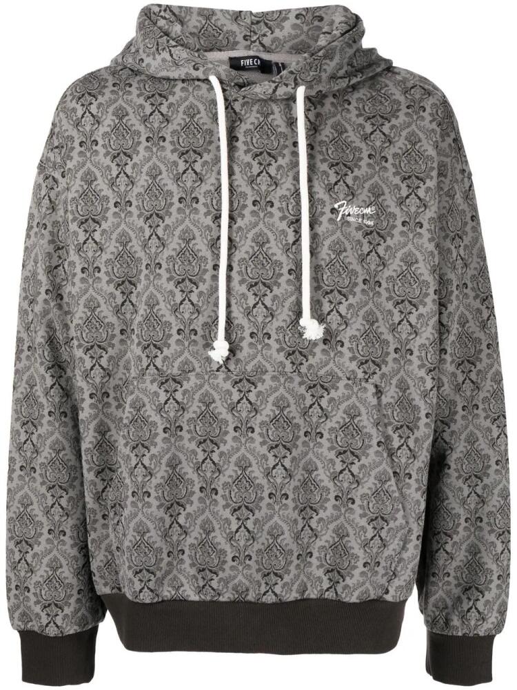 FIVE CM logo-embroidered paisley-print hoodie - Grey Cover