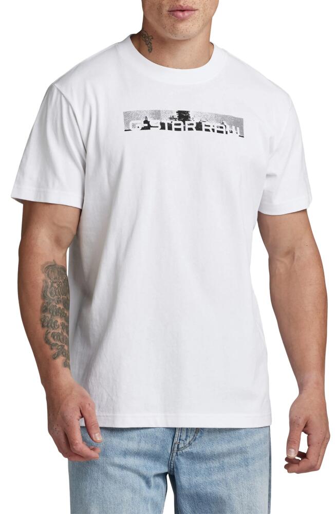 G-STAR Flight Deck Organic Cotton Graphic T-Shirt in White Cover