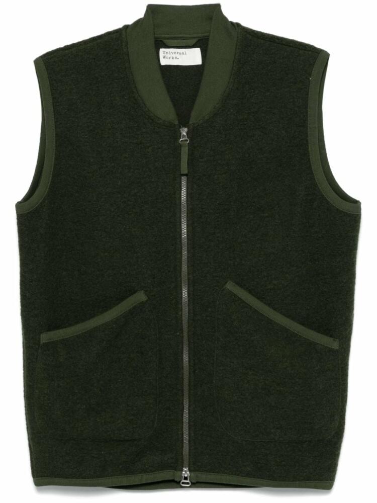 Universal Works fleece zip waistcoat - Green Cover