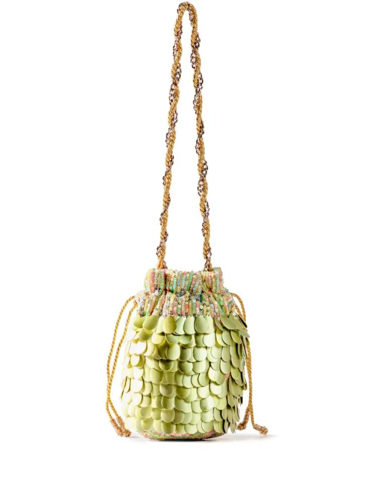 Nannacay Keely sequinned bucket bag - Green Cover