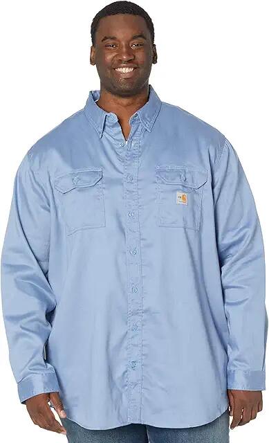 Carhartt Big Tall Flame-Resistant Lightweight Twill Shirt (Medium Blue) Men's Short Sleeve Button Up Cover