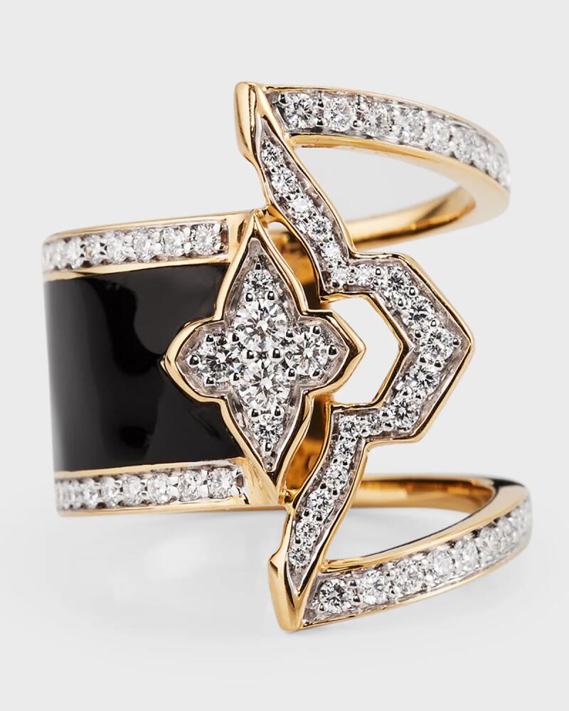 Farah Khan Atelier 18K Yellow Gold Piano Black Edgy Ring, Size 7 Cover