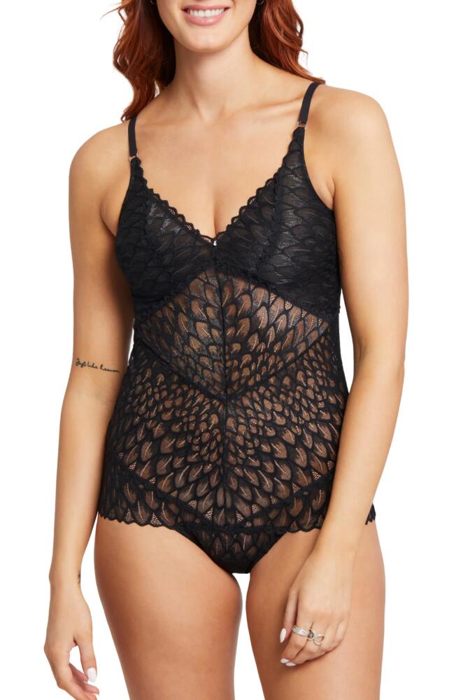 Montelle Intimates Lacy Cutout Bodysuit in Black Cover