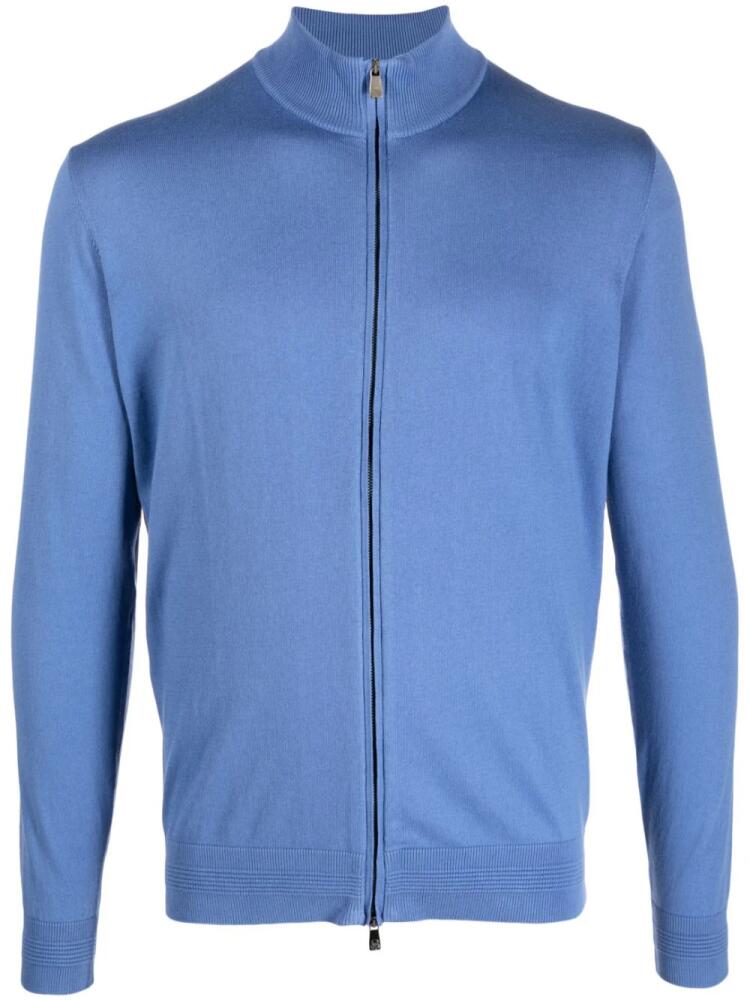 Corneliani fine-knit zip-up cardigan - Blue Cover