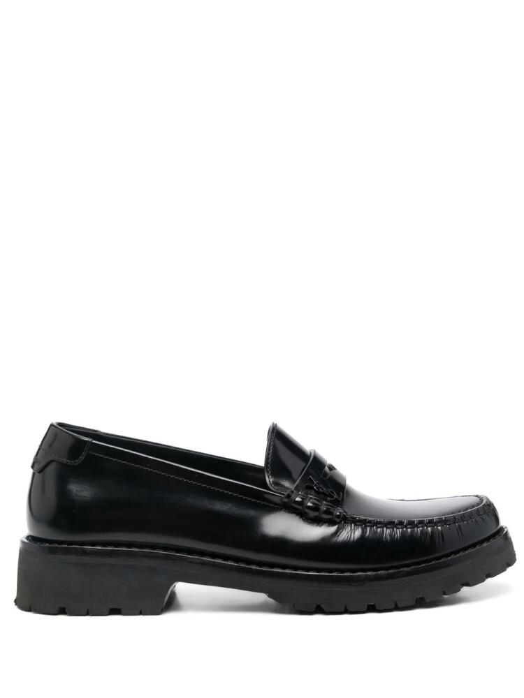 Saint Laurent Le Loafer high-shine finish flat shoes - Black Cover