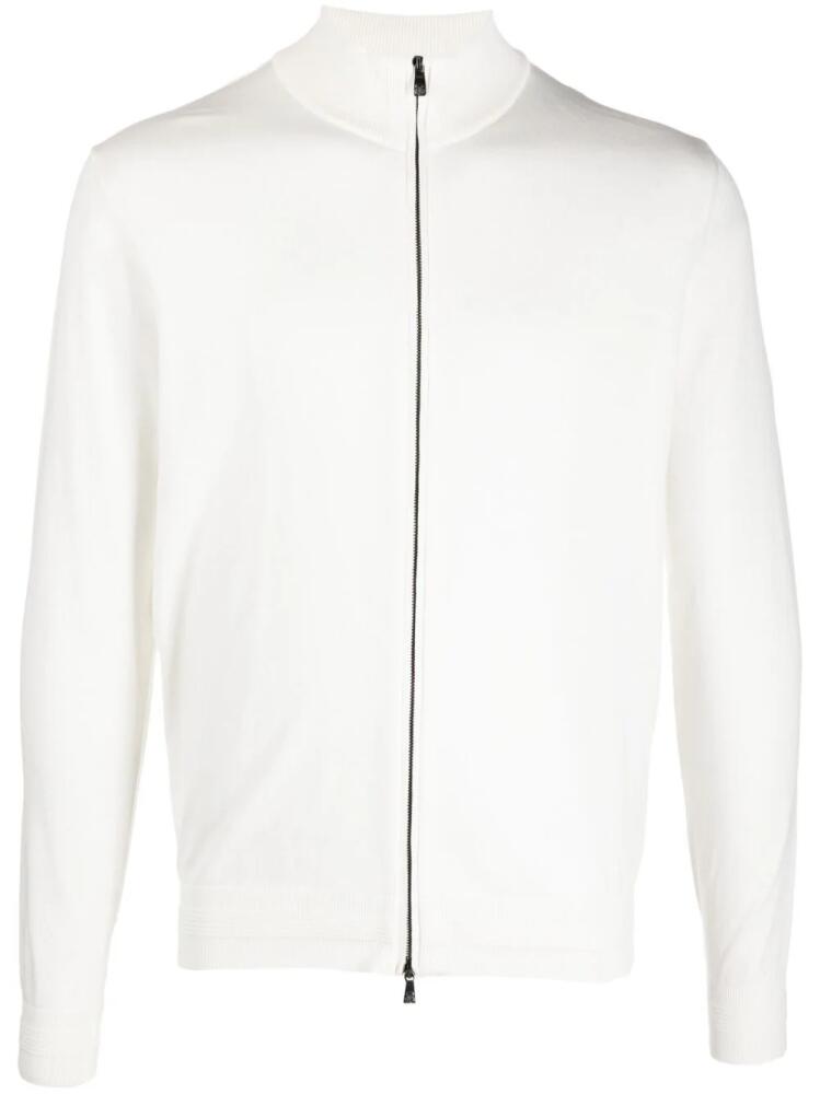 Corneliani fine-knit zip-up cardigan - White Cover