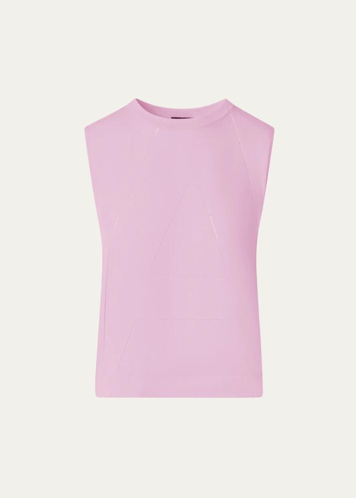 Akris A-Hemstitch Sleeveless Cotton Knit Top Cover