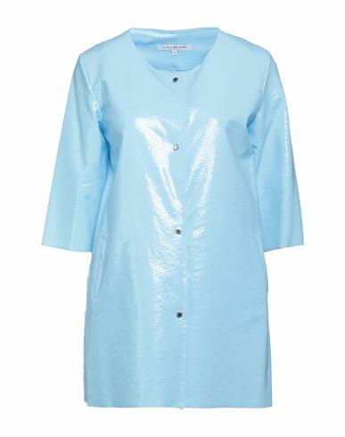 La Fille Des Fleurs Woman Overcoat & Trench Coat Sky blue Polyamide, Elastane Cover