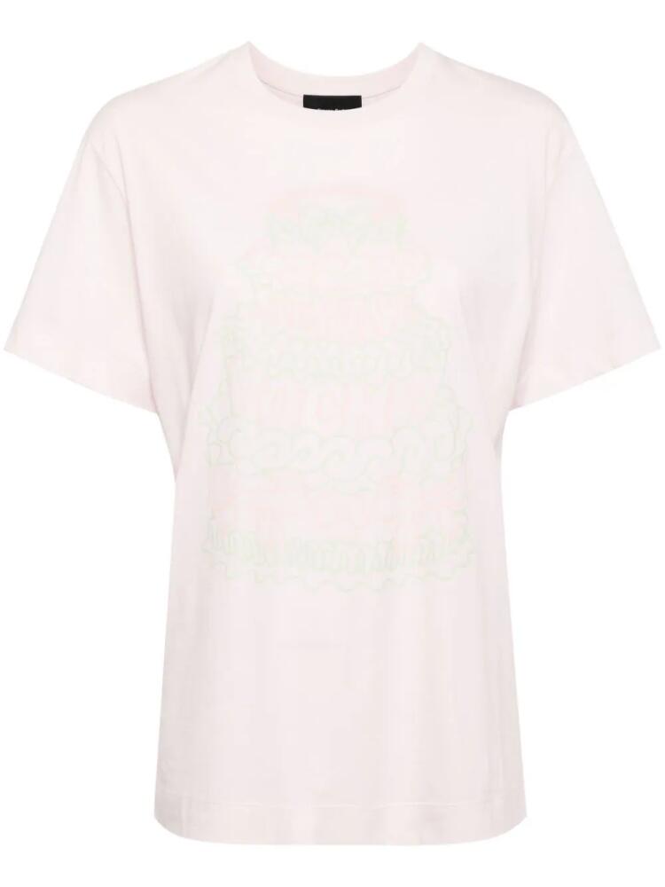 Simone Rocha graphic-print cotton T-shirt - Pink Cover