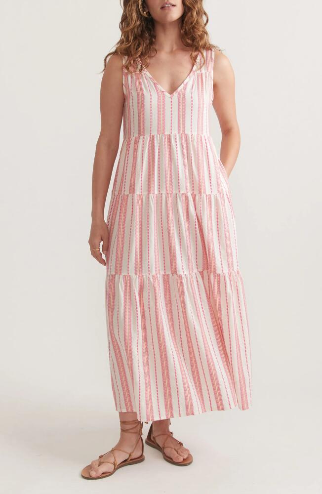 Marine Layer Corinne Stripe Sleeveless Maxi Dress in Pink Dobby Cover