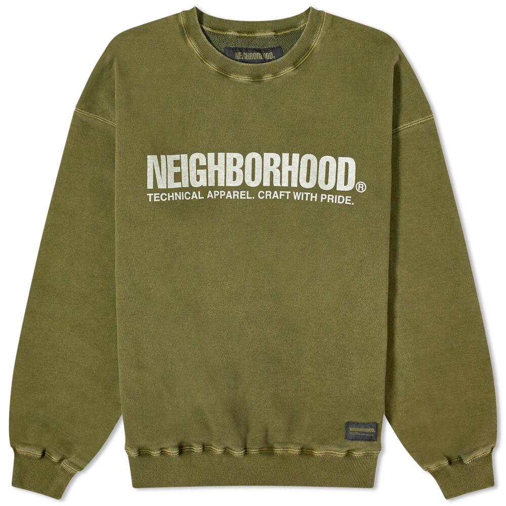 Neighborhood Men's Pigment Dyed Crew Sweater in Olive Drab Cover